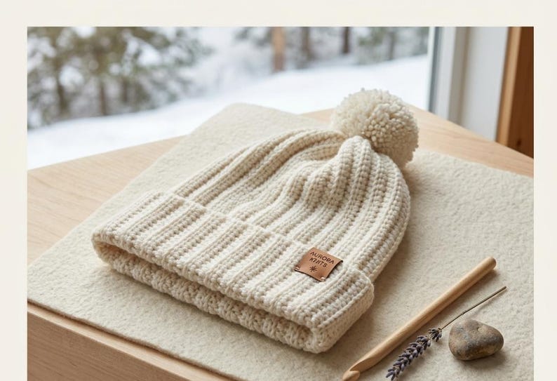 Crochet Beanie Pattern Beginners | Ribbed Hat Crochet Pattern PDF | Easy Winter Beanie Diy | Handmade Gift Crochet Hat image 4