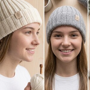 Crochet Beanie Pattern Beginners | Ribbed Hat Crochet Pattern PDF | Easy Winter Beanie Diy | Handmade Gift Crochet Hat image 7