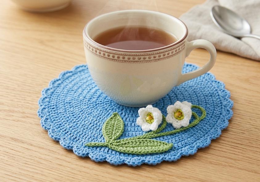 37 Lily of the Valley Crochet Patterns for Elegant Flowers, Gifts, and Home Decor 18 Lily of the Valley Crochet Coaster