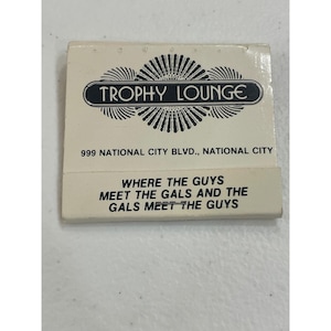 Vintage Trophy Lounge Matchbook National City San Diego Super Disco