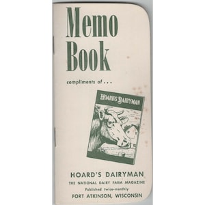 Vintage Hoards Dairyman Memo Book Fort Atkinson Wisconsin Dairy Farm Advertising image 1