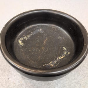 Vintage svart träpiedestalskål rund fot dekorativ catchall-skål bild 2