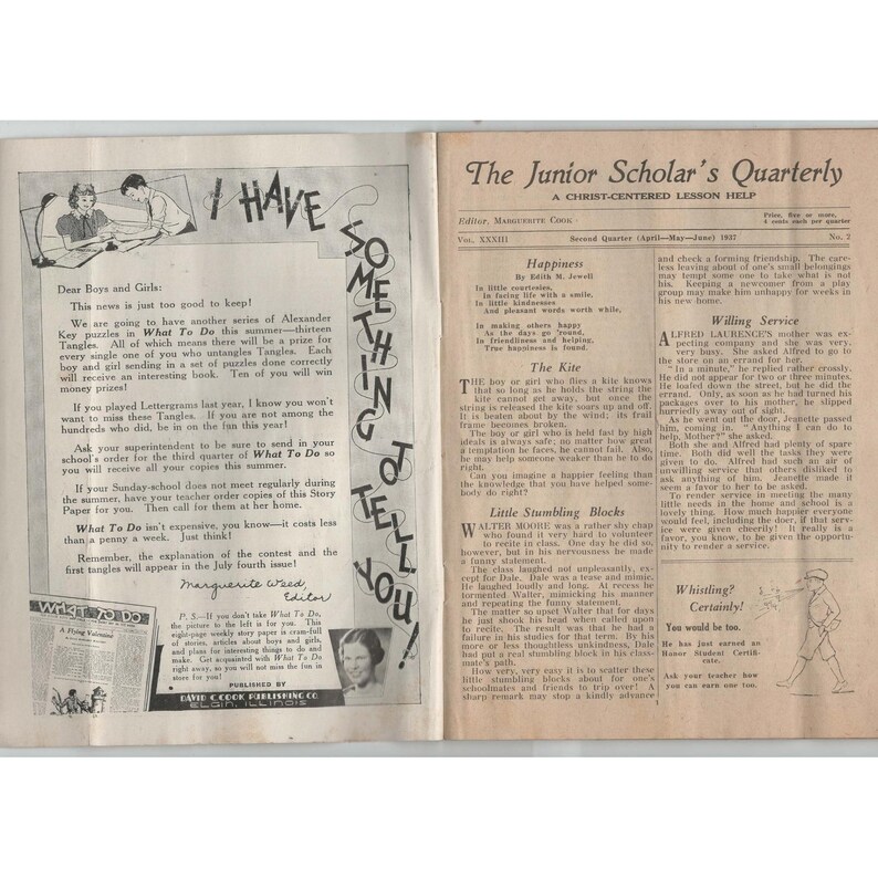 1937 Junior Scholar's Quarterly Vol 33 No 2 David C Cook Ancient World Map VG- image 3