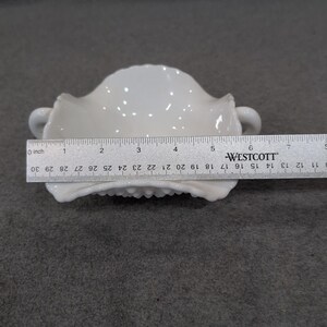 Fenton White Milk Glass Hobnail Ruffled Double Handled Bon Bon Candy Dish image 5