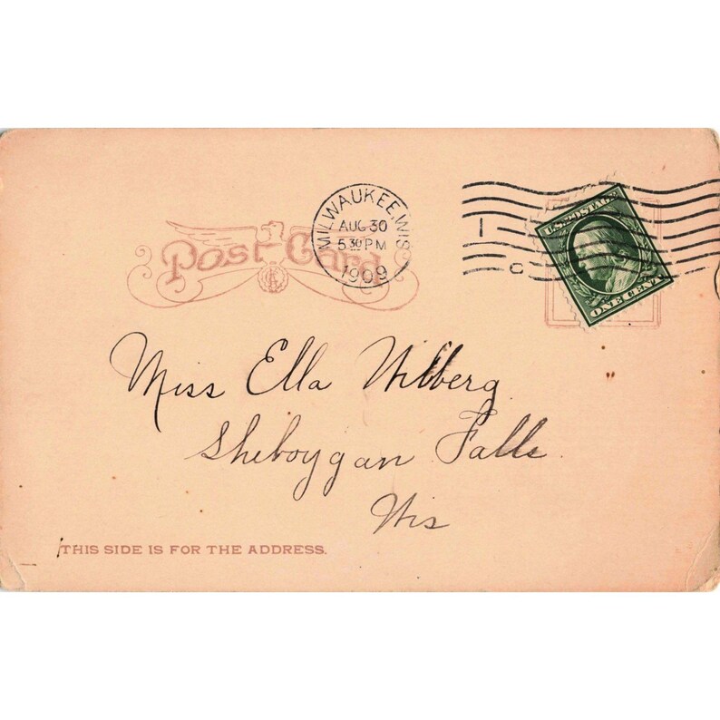 Carte postale vintage de 1909, Milwaukee, Wisconsin, Frank Martini Confectionery Cafe, E Water St. image 2