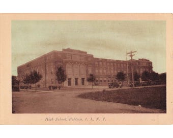 Baldwin NY Long Island High School Postcard 1945 Eagle Post Card Co Used 1