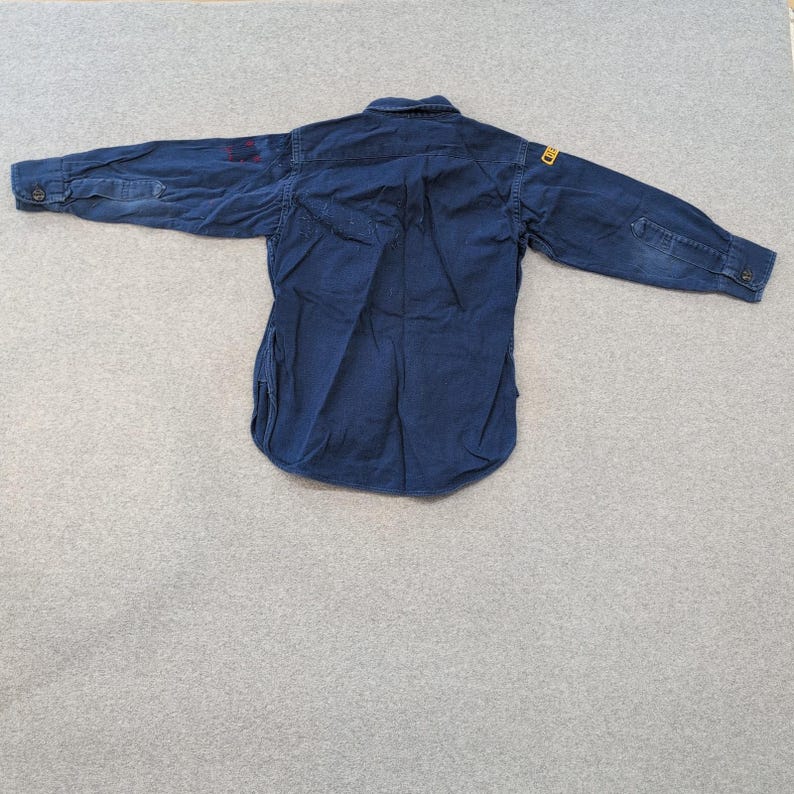 Camicia a maniche lunghe con bottoni in denim blu vintage dei Cub Scouts BSA per ragazzi immagine 4