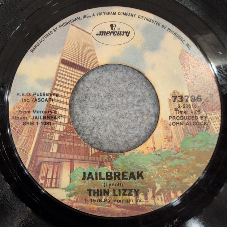 Thin Lizzy The Boys Are Back In Town Jailbreak 7" Vinyl 45 RPM Mercury 73786 '76 bild 2