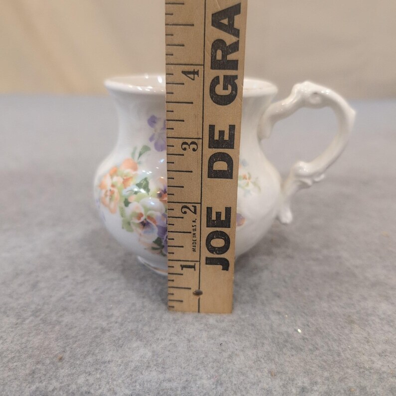 Anchor Pottery Antique Floral Pansy Shaving Mug Scuttle White Ceramic NA309 image 4
