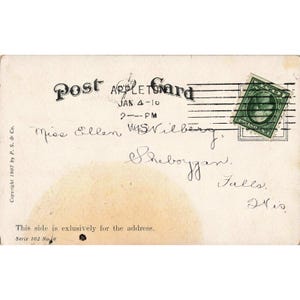Vykort med svart katt i trumma från 1910, oslagbart, PS & Co, Appleton, Wisconsin, begagnat bild 2