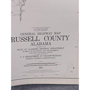 VTG 1975 General Highway Map Russell County Alabama 23" x 18" image 2