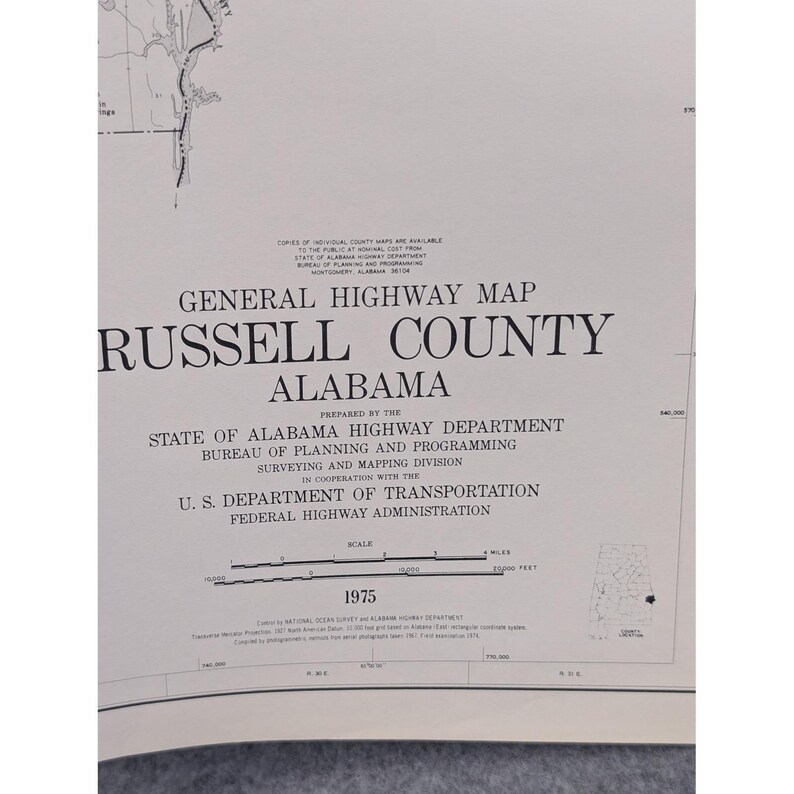 VTG 1975 General Highway Map Russell County Alabama 23" x 18" image 2