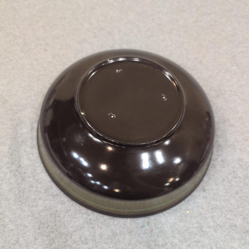 Franciscan Brown Glazed Ceramic Bowl with Green Band Mid Century Modern image 6