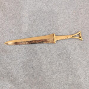 Vintage Gold Tone Metal Dagger Style Letter Opener Minimalist Desk Accessory image 2