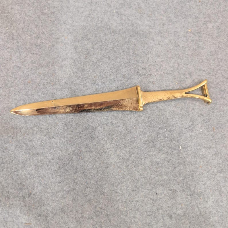 Vintage Gold Tone Metal Dagger Style Letter Opener Minimalist Desk Accessory image 2