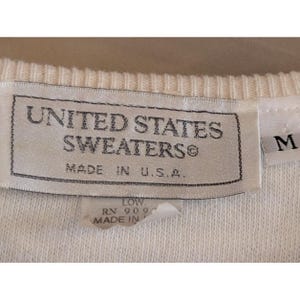 Vintage USA Made Christmas Santa Embroidered Vest & Sweater Set M image 4