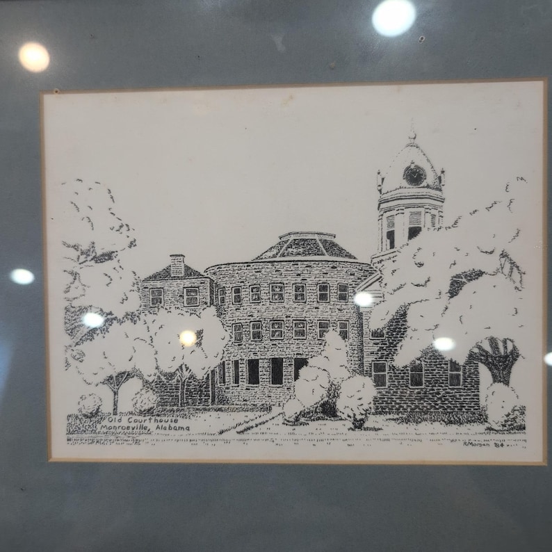 Old Courthouse Monroeville Alabama Lithograph R Morgan 1984 Framed Mockingbird image 2