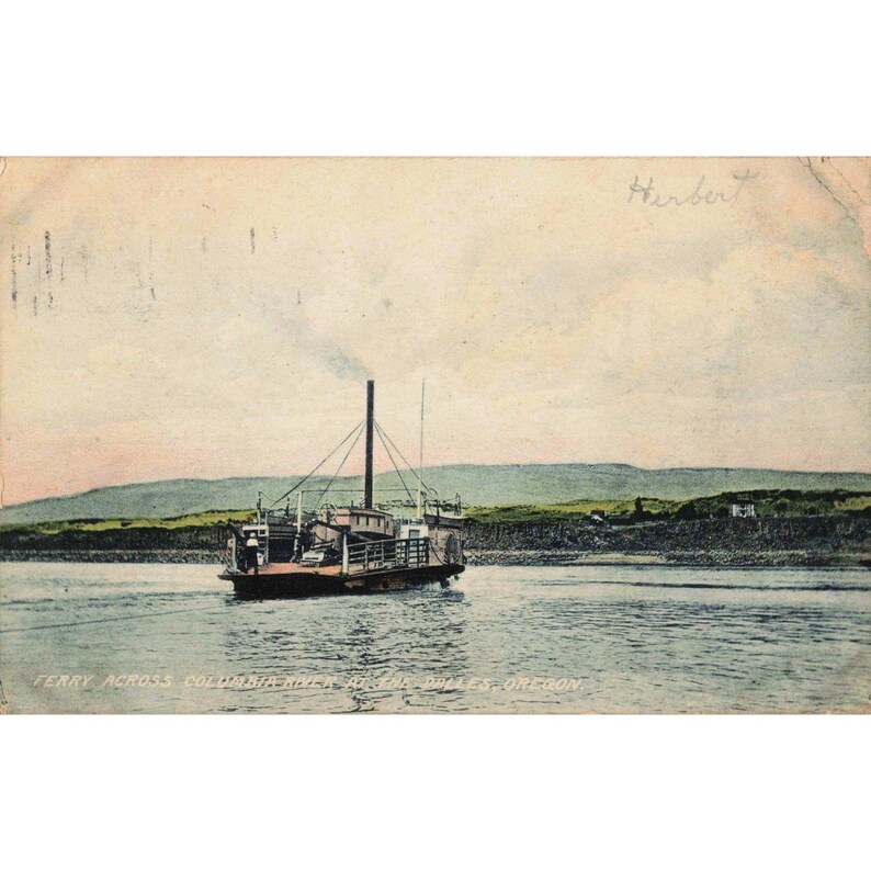 Vintage 1911 Columbia River Ferry Postcard The Dalles Oregon Sprouse & Son Litho image 1