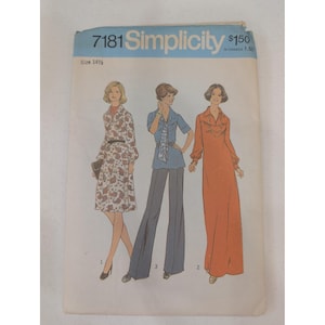 Vintage Simplicity Sewing Pattern 7181 Dress Top Scarf Size 14 1/2 Uncut image 1