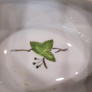 Boîte à bijoux ovale Paulux China Japon feuille d'or vert porcelaine blanche image 6
