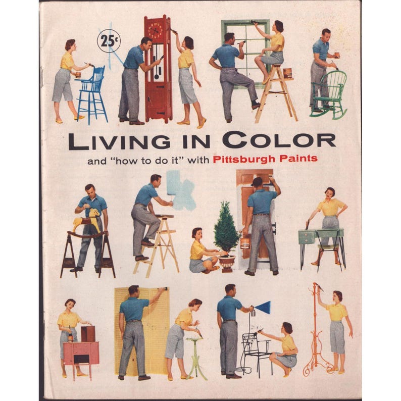 Vintage Pittsburgh Paints Living in Color Mid-Century Home Decorating Booklet afbeelding 1