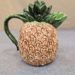 The Haldon Group 1986 Ceramic Pineapple Pitcher Creamer Yellow Green Vintage image 4