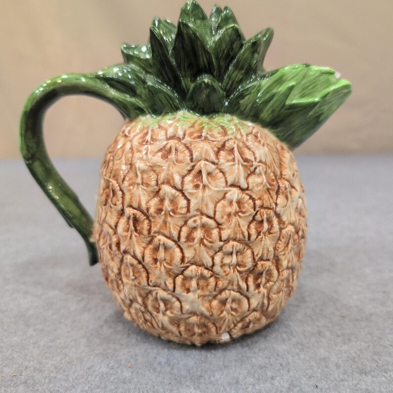 The Haldon Group 1986 Ceramic Pineapple Pitcher Creamer Yellow Green Vintage image 4