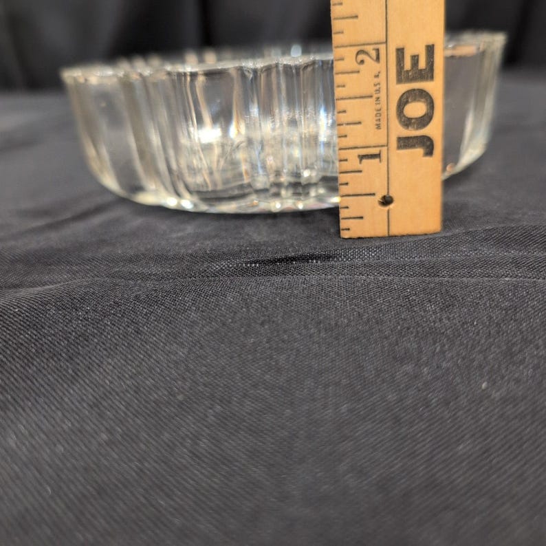 Vintage Clear Pressed Glass Ribbed Bowl Geometric Sunburst Base Candy Dish image 5