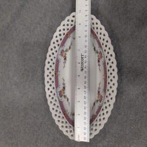 Schumann Arzberg Bavaria Reticulated Floral Porcelain Oval Bowl Pink Lattice Rim image 4