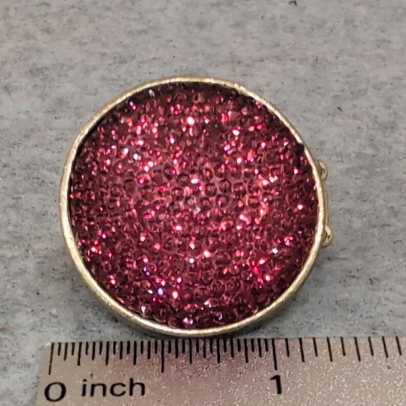Vintage Sparkly Red Round Statement Ring Adjustable Gold Tone image 1