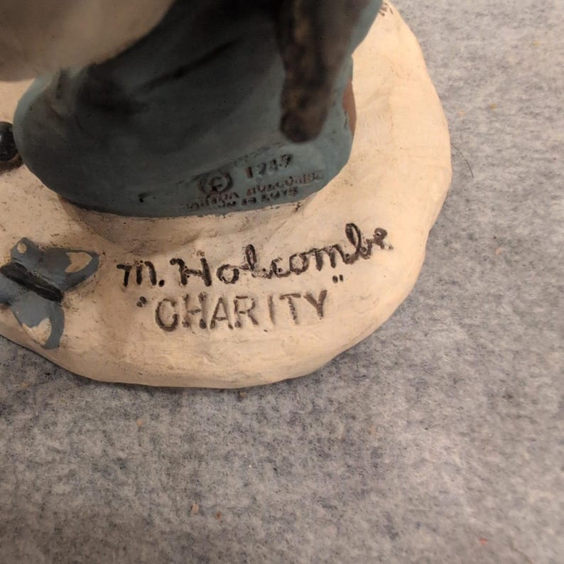Martha Holcombe God Is Love Charity Black Angel Figurine Butterfly 1987 Vintage image 3