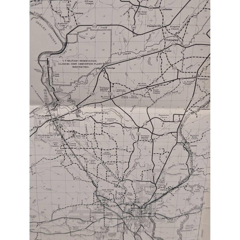 Vintage 1982 Talladega County Alabama General Highway Map 26" x 18" Sylacauga image 4