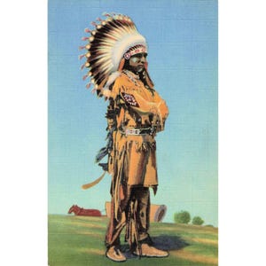 Vtg Pueblo Indian Dancer Linen Postcard Curt Teich Art-Colortone VG+ image 1