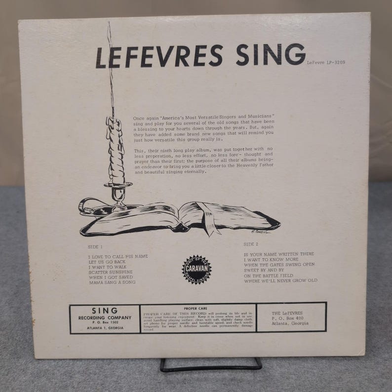 The LeFevres Sing Vintage Southern Gospel Vinyl LP Sing Recording Co MFLP-3209 image 2