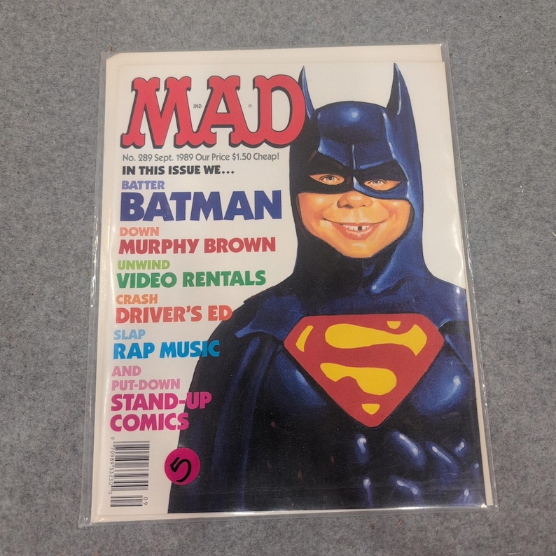 MAD Magazine No 289 Sept 1989 Batman Alfred E Neuman Murphy Brown Rap Music Fine image 1