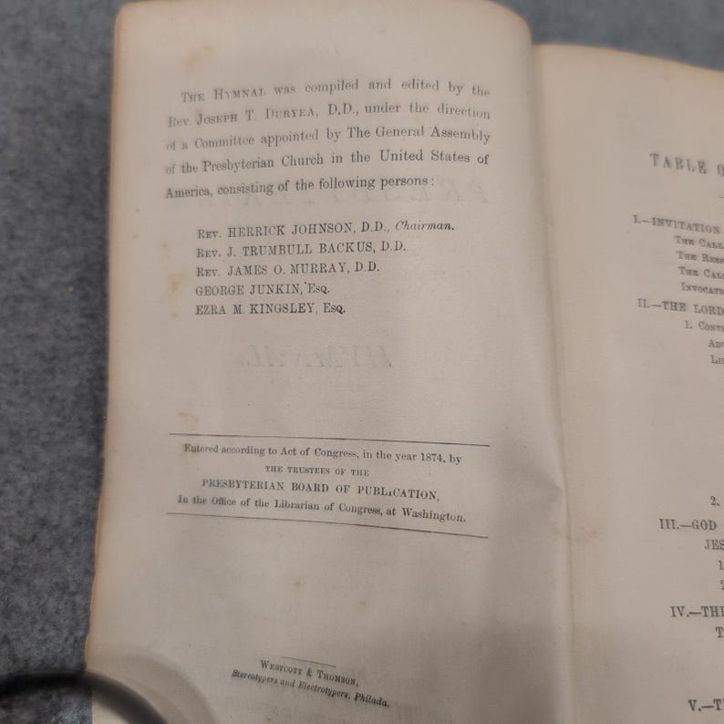 Den presbyterianska psalmboken 1874 Philadelphias presbyterianska publikationsnämnds bok bild 2