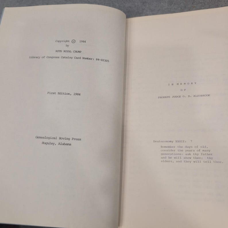 Libro de tratados del condado de Chambers, Alabama, 1984, Ruth Royal Crump, primera edición, historia imagen 3