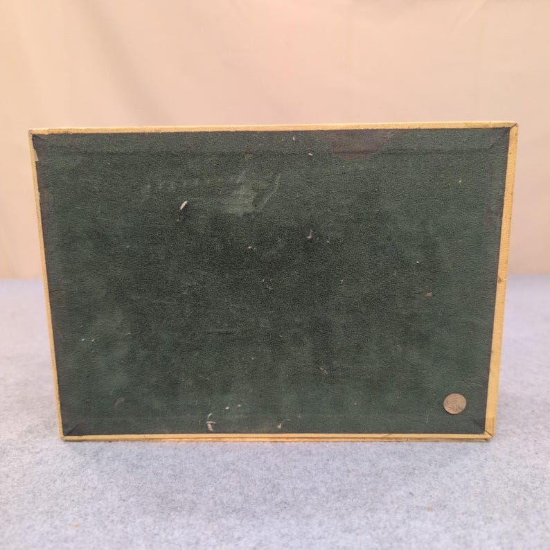 Vintage Tan Kunstleder Schmuck Box Teal Samt Futter Multi Tier Schublade Riegel Bild 10
