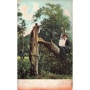Antique Romantic Couple Park Scene Postcard 1901-1907 Undivided Back VG image 1