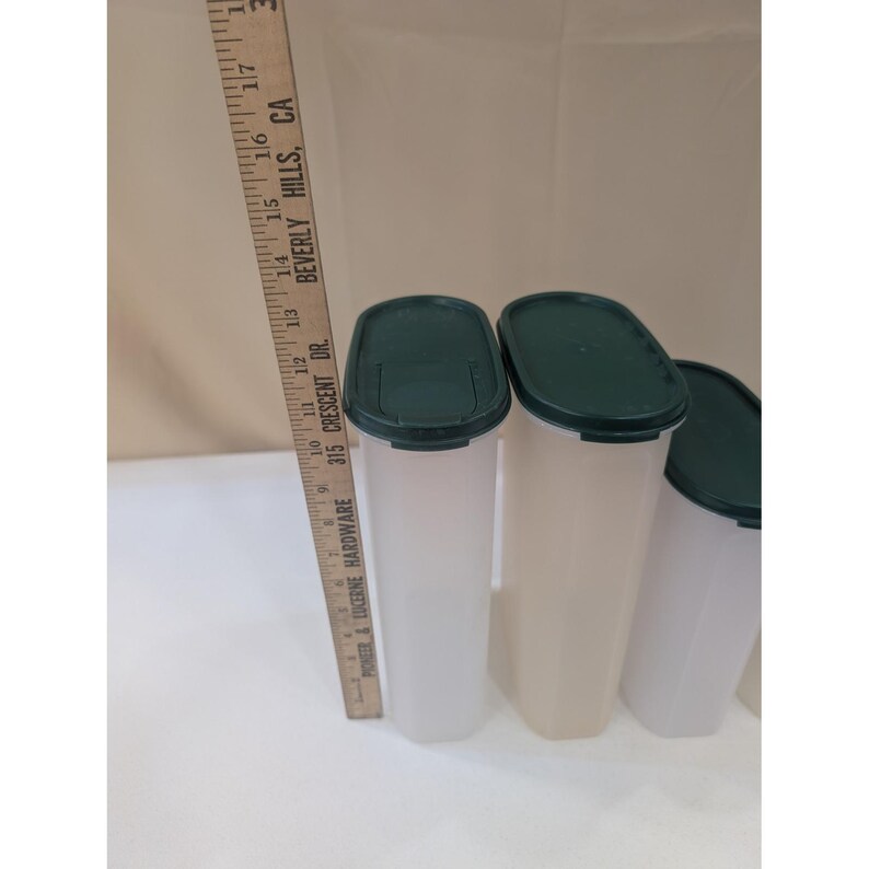 Tupperware Modular Mates Oval Storage Containers Set 5 Pieces Green Lids Vintage image 4