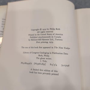 Philip Roth The Ghost Writer 1979 First Edition Hardcover Novel image 5