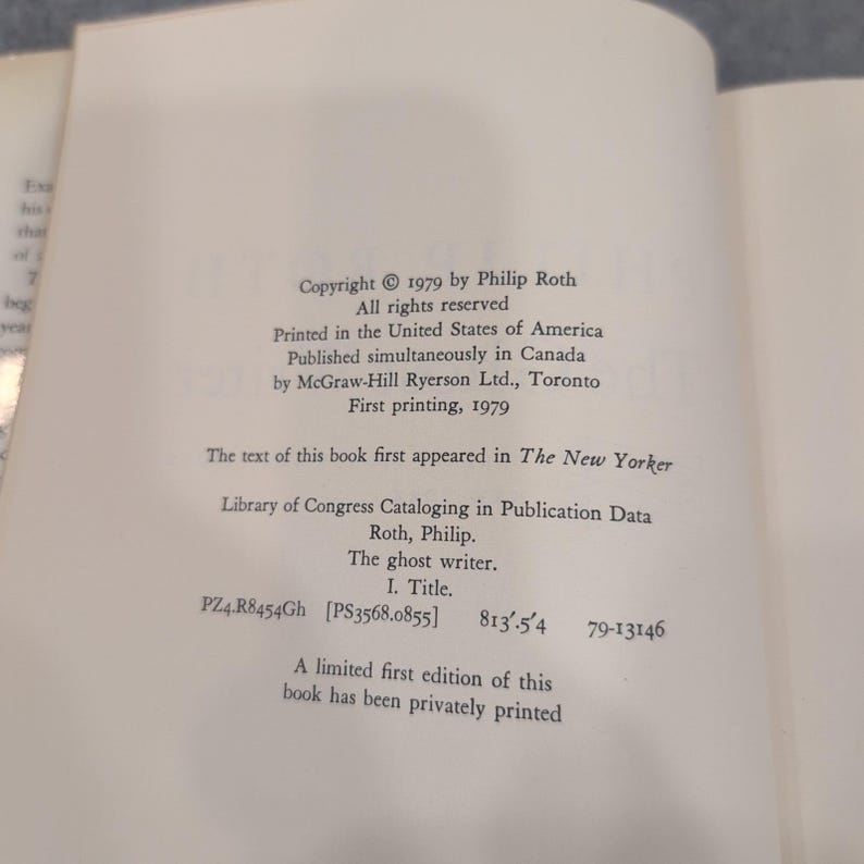 Philip Roth The Ghost Writer 1979 First Edition Hardcover Novel image 5