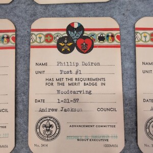 Vintage 1956-1957 Boy Scouts of America Merit Badge Zertifikate Lot von 13 BSA Bild 2