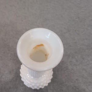 Vintage Fenton White Milk Glass Hobnail Bud Vase Bulbous Base Retro Decor image 4