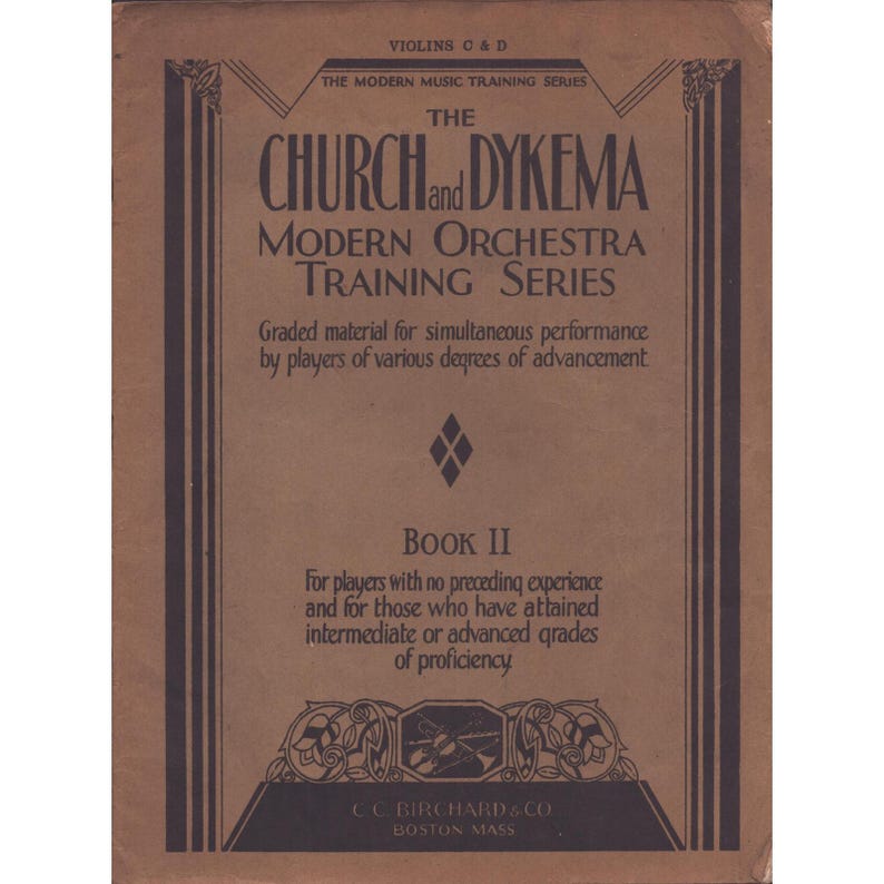 Church and Dykema Modern Orchestra Training Series Book II Violins C & D Vintage image 1