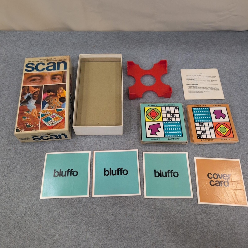 Vintage 1970 Parker Brothers Scan Split-Second Matching Game Retro Board Game image 1