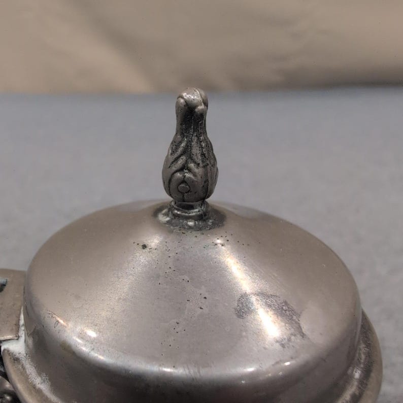 Vintage Miniature Silver Tone Footed Teapot Hinged Lid Ornate Collectible Decor image 4