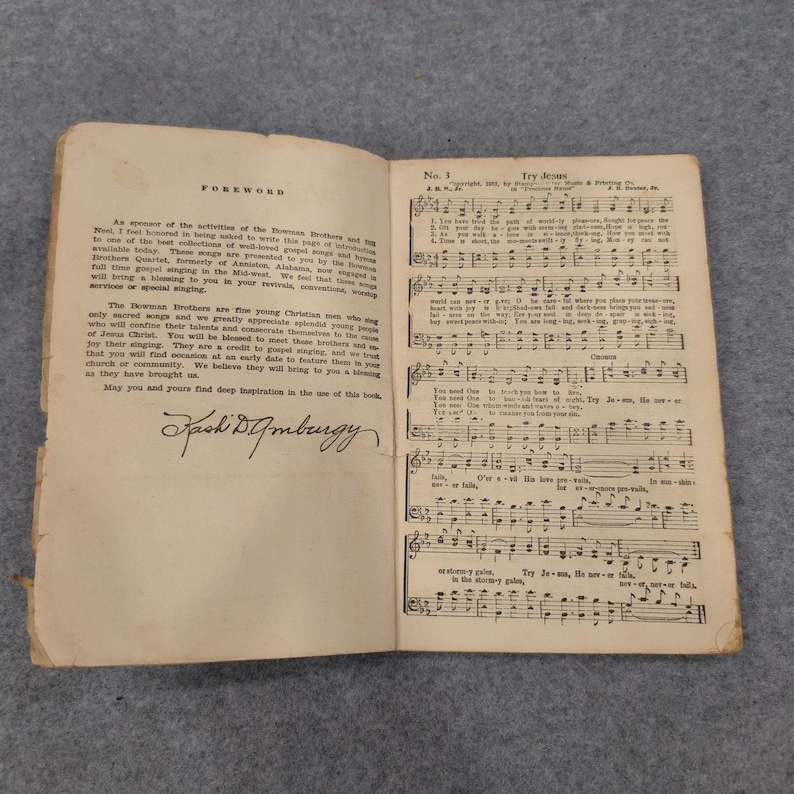 Vtg 1951 Sing With The Bowman Brothers Gospel Songbook Sheet Music Shaped Notes image 4