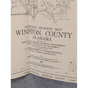 VTG 1976 Winston County Alabama General Highway Map 19" x 18" Haleyville image 2