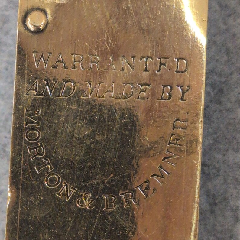 c. 1860s Morton & Bremner NY Antique Brass Spring Scale 24lb Primitive Balance image 2